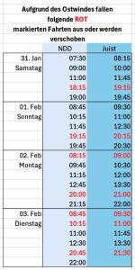 Bild 0 von Änderungen beim Abfahrten vom Inselexpress und vom Töwi